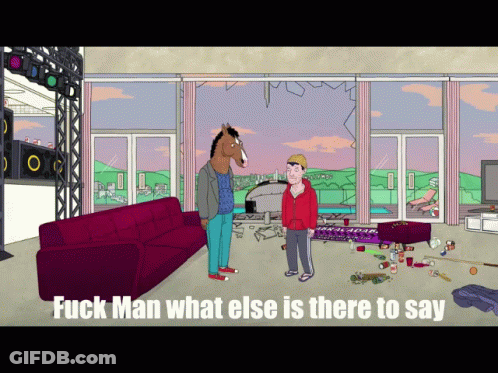Horse And Man In Living Room Saying Fuck Man What Else Is There To Say GIF