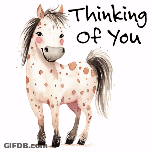 Horse Drawing Saying Thinking Of You GIF