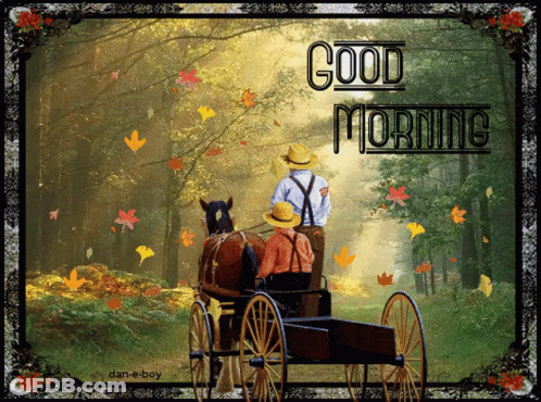 Horse Drawn Carriage Saying Good Morning GIF