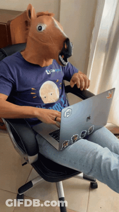 Horse Head Man Neigh Working GIF