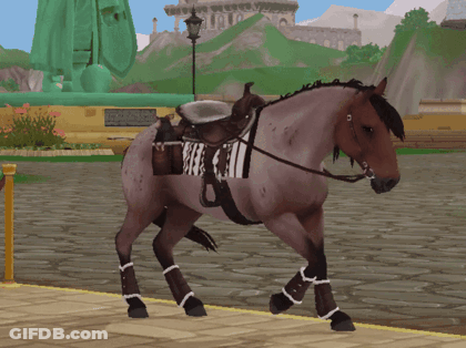 Horse In Video Game With Saddle GIF