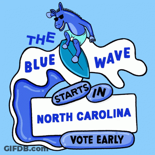 Horse Riding Wave Saying Blue Wave Starts In North Carolina GIF