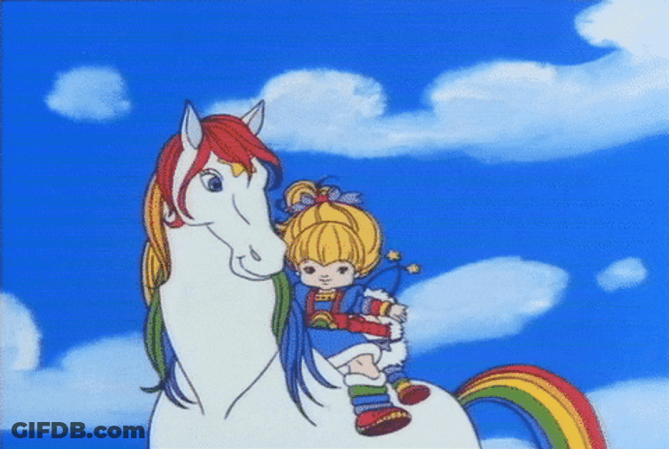 Horse Running Rainbow Pony With A Kid GIF