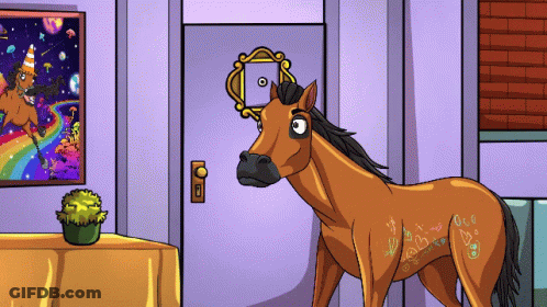 Horse Standing Before Door With Unicorn Picture GIF