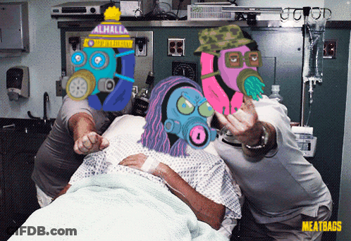 Hospital Bed With Meatbags Text GIF