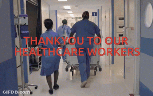 Hospital Hallway Saying Thank You To Our Healthcare Workers GIF