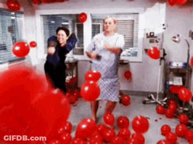 Hospital Patient Dancing Birthday Balloons GIF