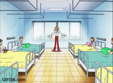 Hospital Room With Beds And Clown GIF