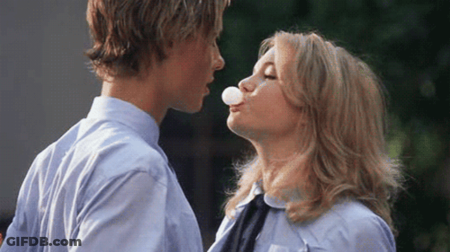 Hot Bubble Gum Romance Between Couple GIF