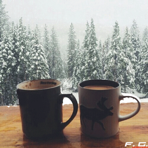Hot Chocolate Snow Falling GIF