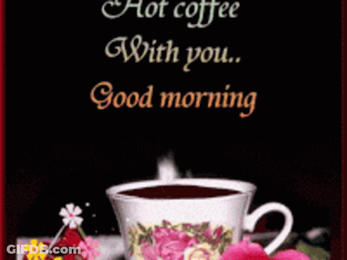 Hot Coffee With Flowers GIF