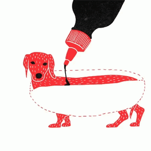 Hot Dog Face Dog Ketchup Shower GIF