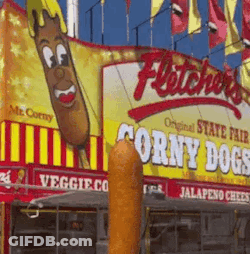 Hot Dog Sitting At Corny Dog Stand GIF