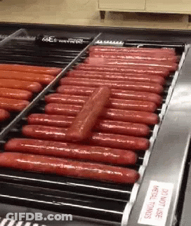Hot Dogs On Conveyor Belt GIF