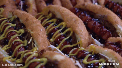 Hot Dogs With Mustard And Barbecue Sauce Animatica GIF