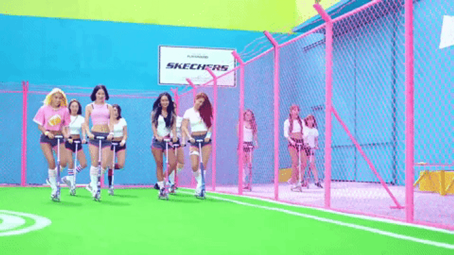 Hot K-Pop Girls Riding Scooter GIF