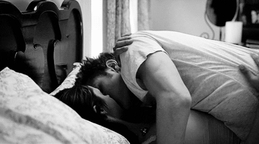 Hot Love Kiss Bed Scene GIF