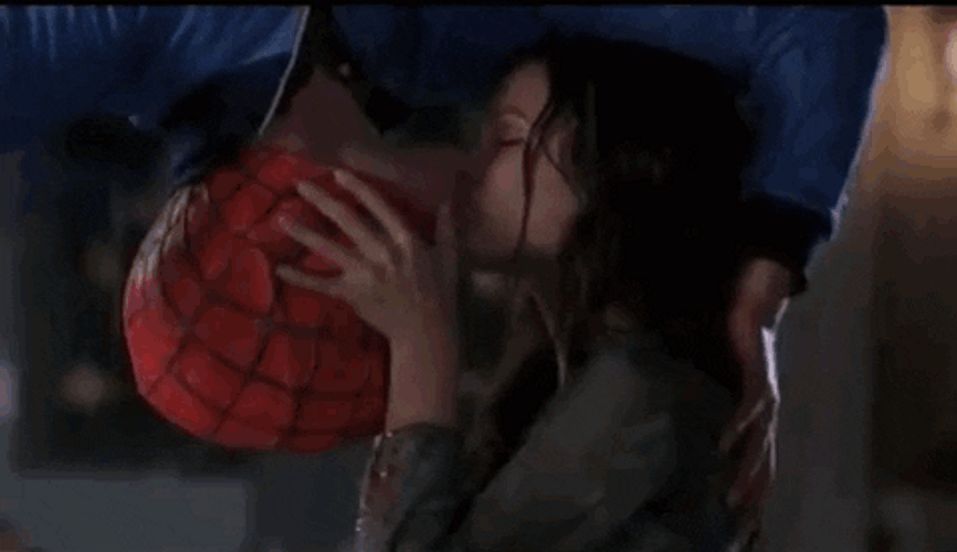 Hot Love Spiderman Kiss GIF