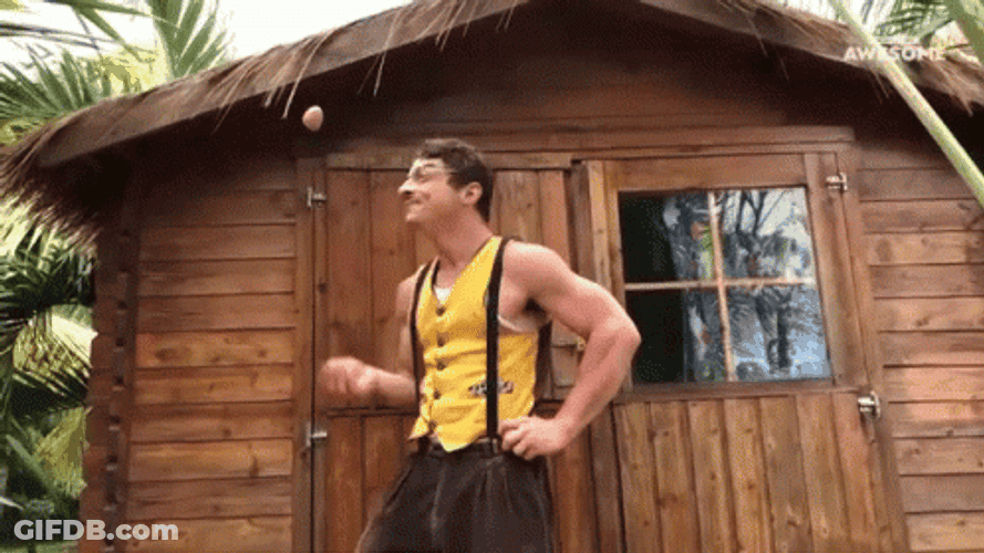 Hot Man Juggling Eggs GIF