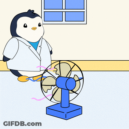 Hot Outside Pudgy Passing By Electric Fan GIF