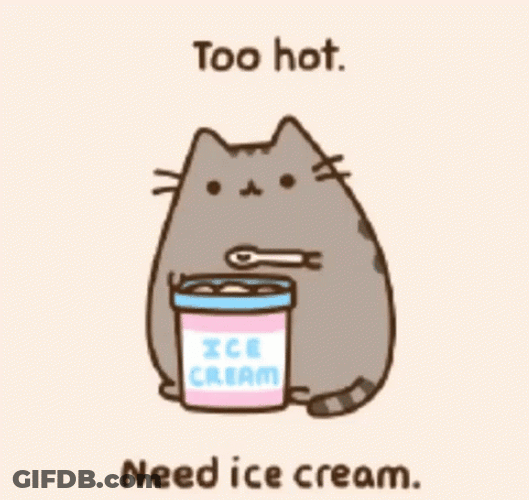 Hot Outside Pusheen Cat Needs Ice Cream GIF