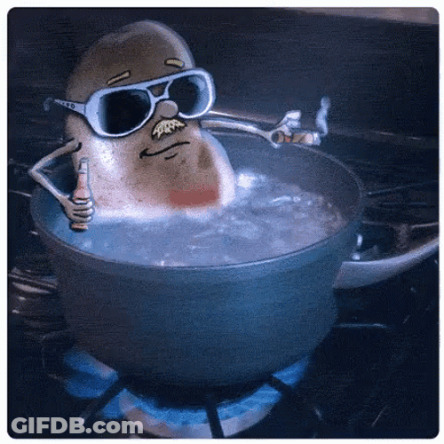 Hot Potato Relaxing In Boiling Water GIF