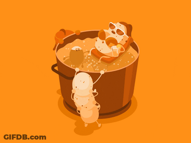 Hot Potato Taking Bath In Boiling Water GIF