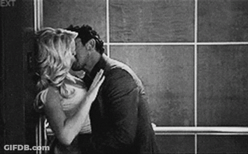Hot Sexy Kissing Black & White GIF