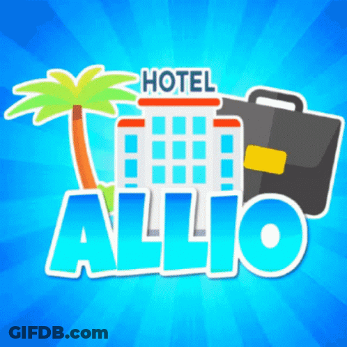 Hotel With Palm Tree And Suitcase GIF