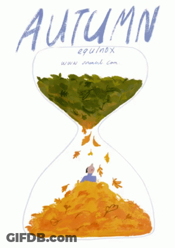 Hourglass Filled With Leaves Autumn Equinox GIF