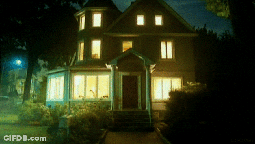 House Exploding Light At Night GIF