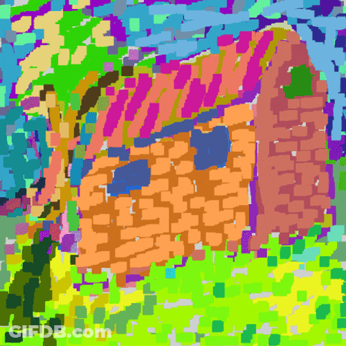 House Exploding Mosaic Effect GIF