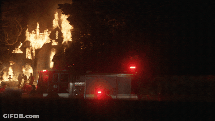 House Exploding On A Big Fire Tonight GIF