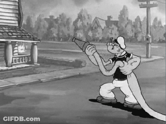 House Fire Popeye Water Hose GIF