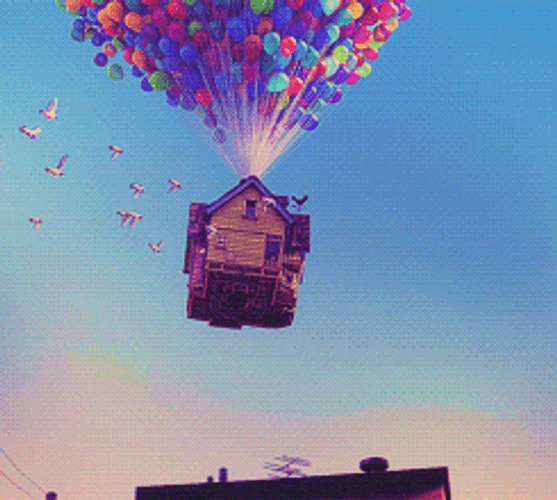 House Flying Balloons Up Movie GIF