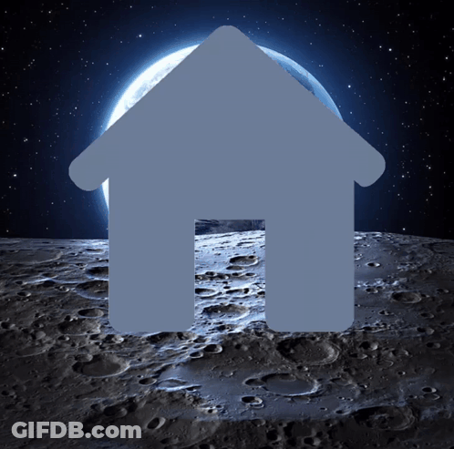 House Icon On Moon With Full Moon GIF