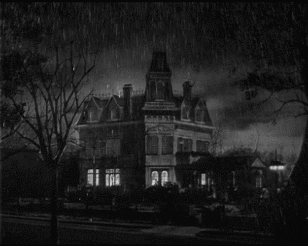 House Lightning Storm Rain Night GIF
