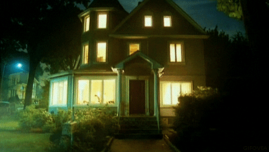 House Night Flashing Lights GIF
