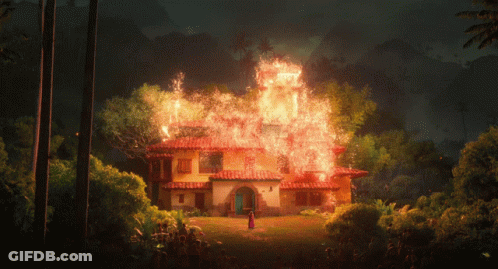 House On Fire At Night GIF
