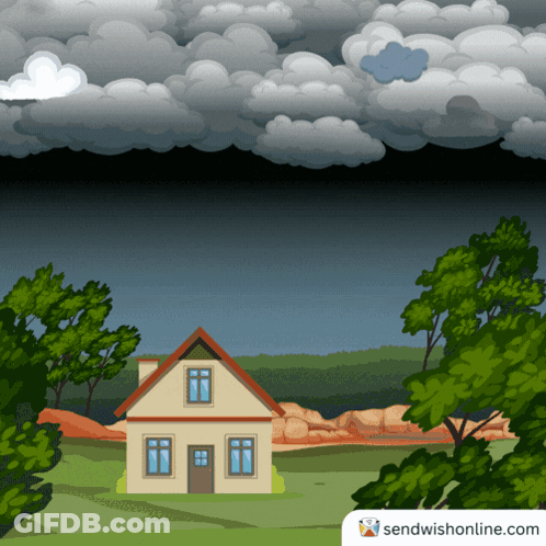 House Under Cloudy Sky Sendwishonline.com GIF