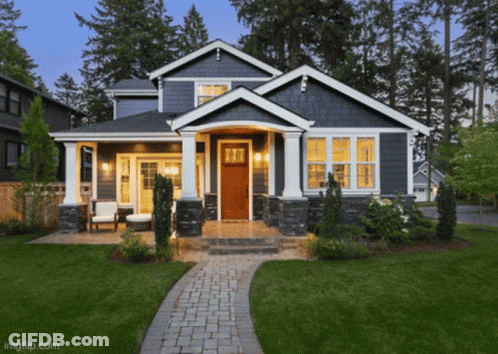 House With Brick Walkway GIF