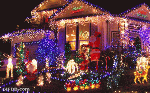 House With Christmas Lights And Decorations GIF