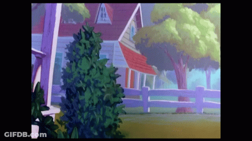 House With Red Roof And White Picket Fence GIF