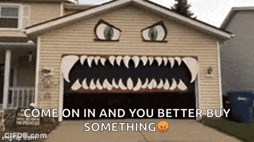 House With Shark Mouth Garage Door GIF