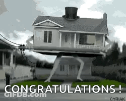 House With Top Hat And Congratulations GIF