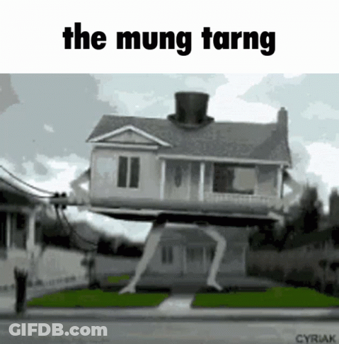 House With Top Hat Saying The Mung Tarng GIF