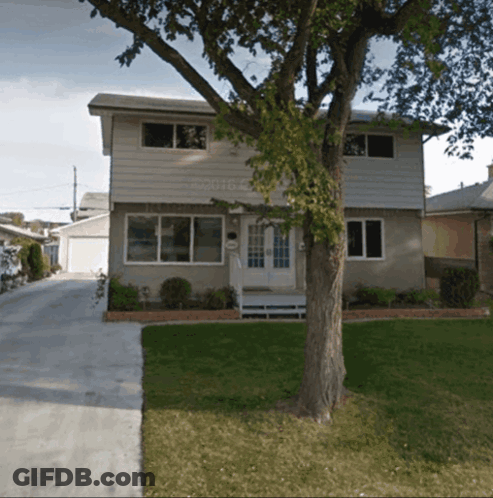 House With Tree And Driveway GIF
