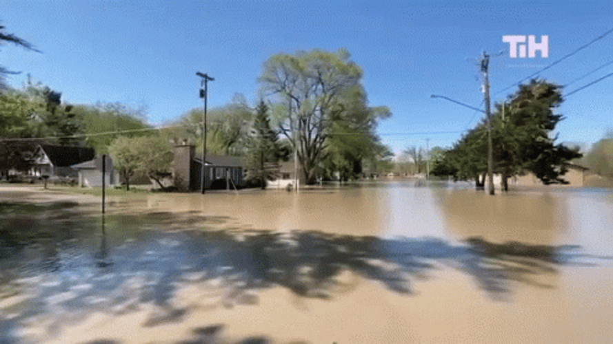 Houses Soaked In Flooding GIF