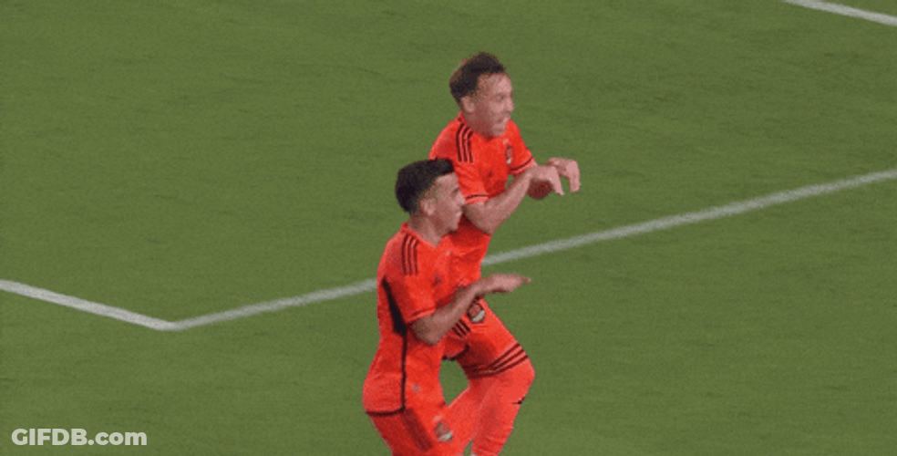 Houston Dynamo Players Hopping Like Bunny GIF