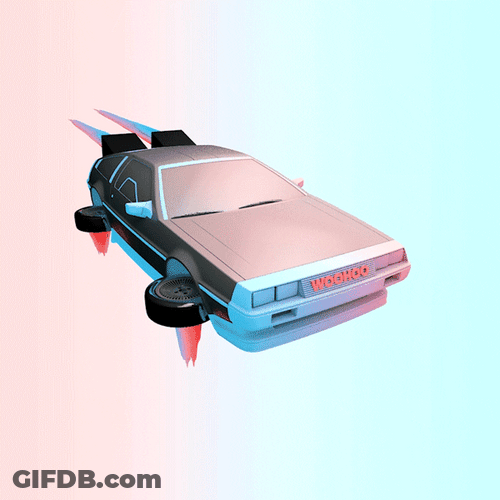 Hovering Delorean With Rocket Nozzles GIF